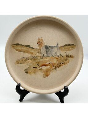 Oak Hill Pottery Silky Terrier painted decorative plate Lonnie Moore 2006 decor
